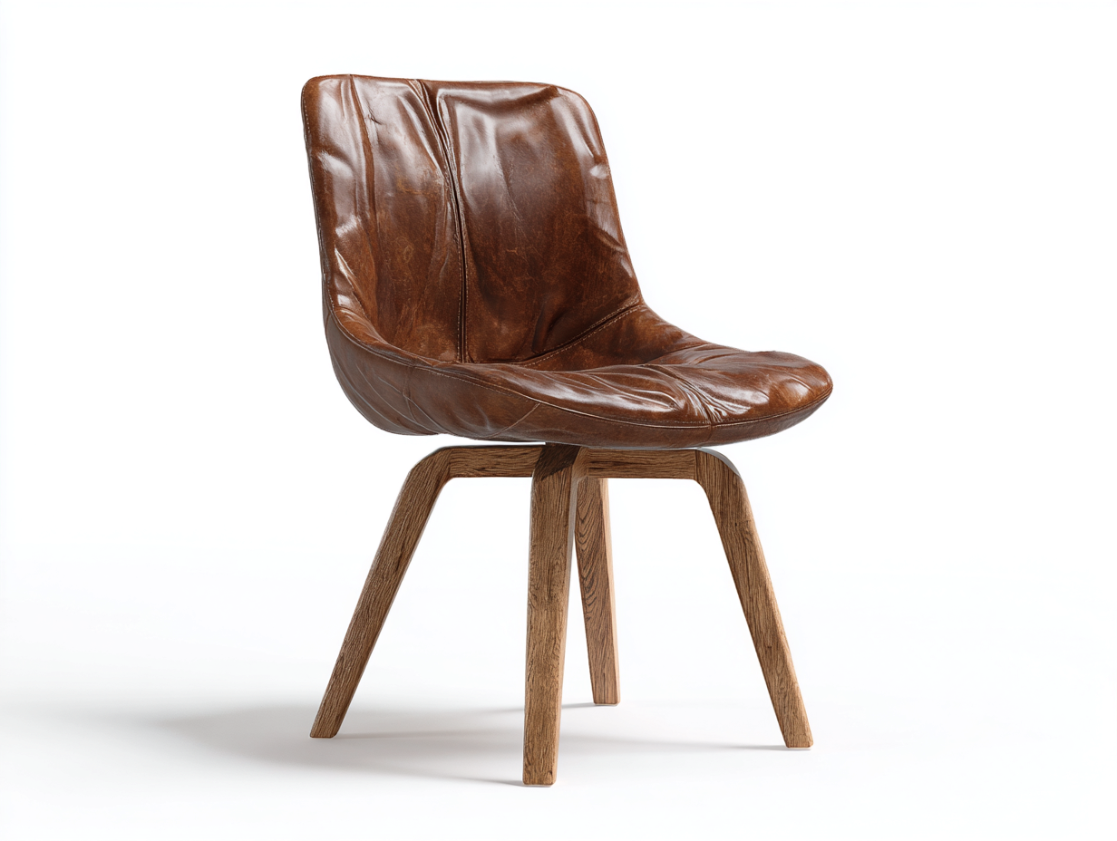 Sillas de comedor de cuero y madera 58x60x82 cm - marrón cuero-madera natural - estilo moderno elegante-Mimihahome