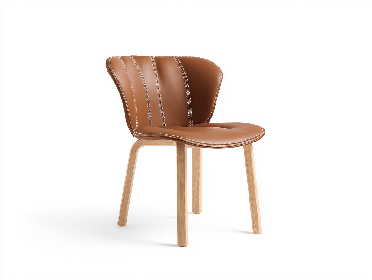 Sillas de comedor de madera y cuero sintético 52x56x82 cm - Marrón coñac-Roble claro - Diseño moderno tapizado-Mimihahome