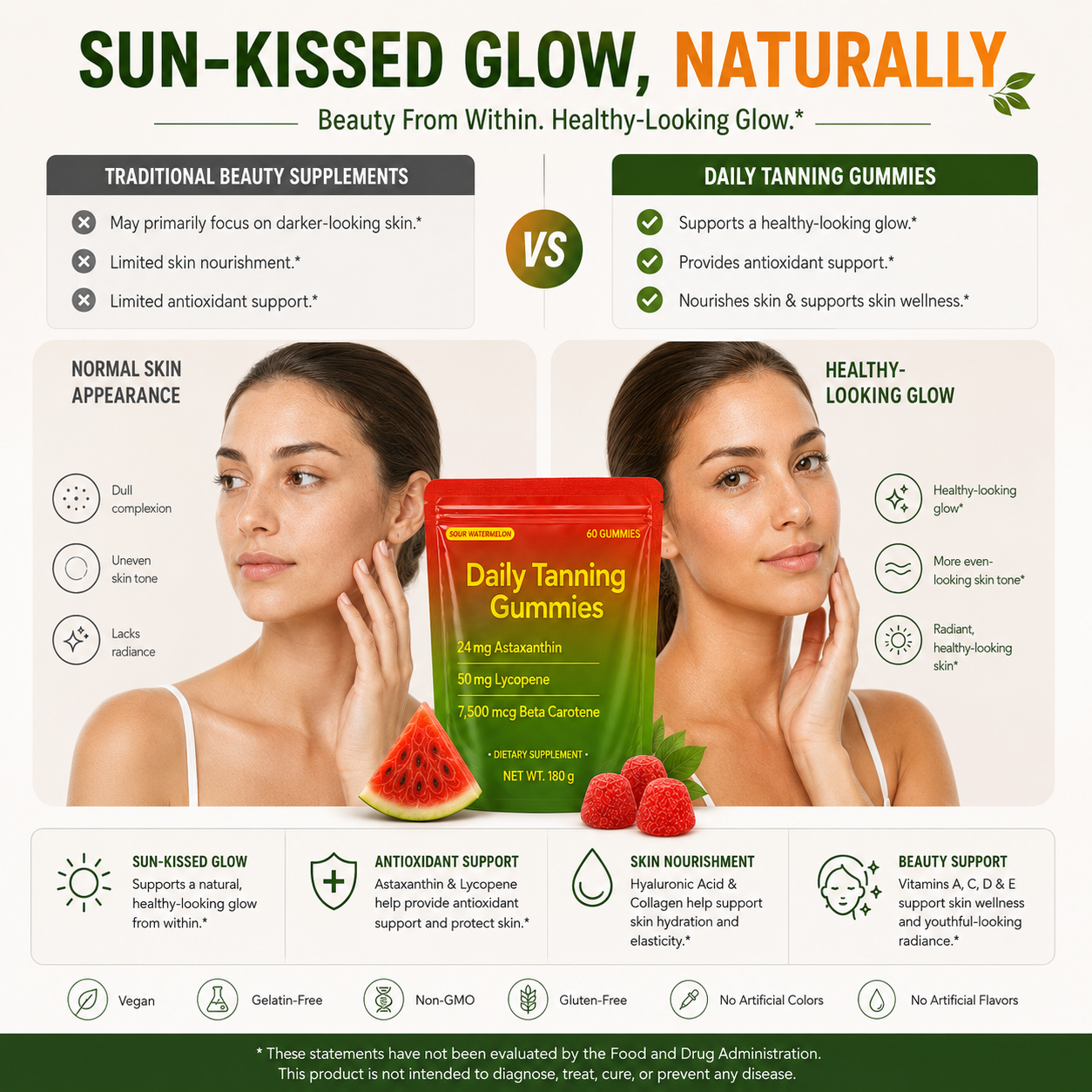 2Seven Natural Tanning Gummies | Glow & Skin Radiance Support