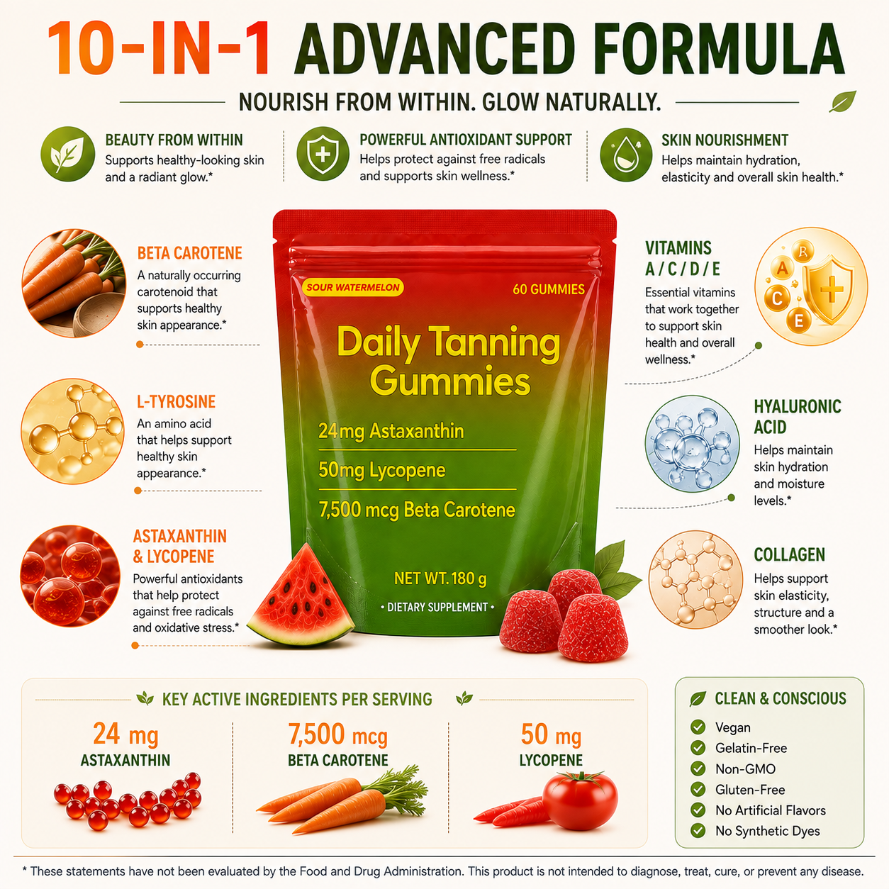 2Seven Natural Tanning Gummies | Glow & Skin Radiance Support