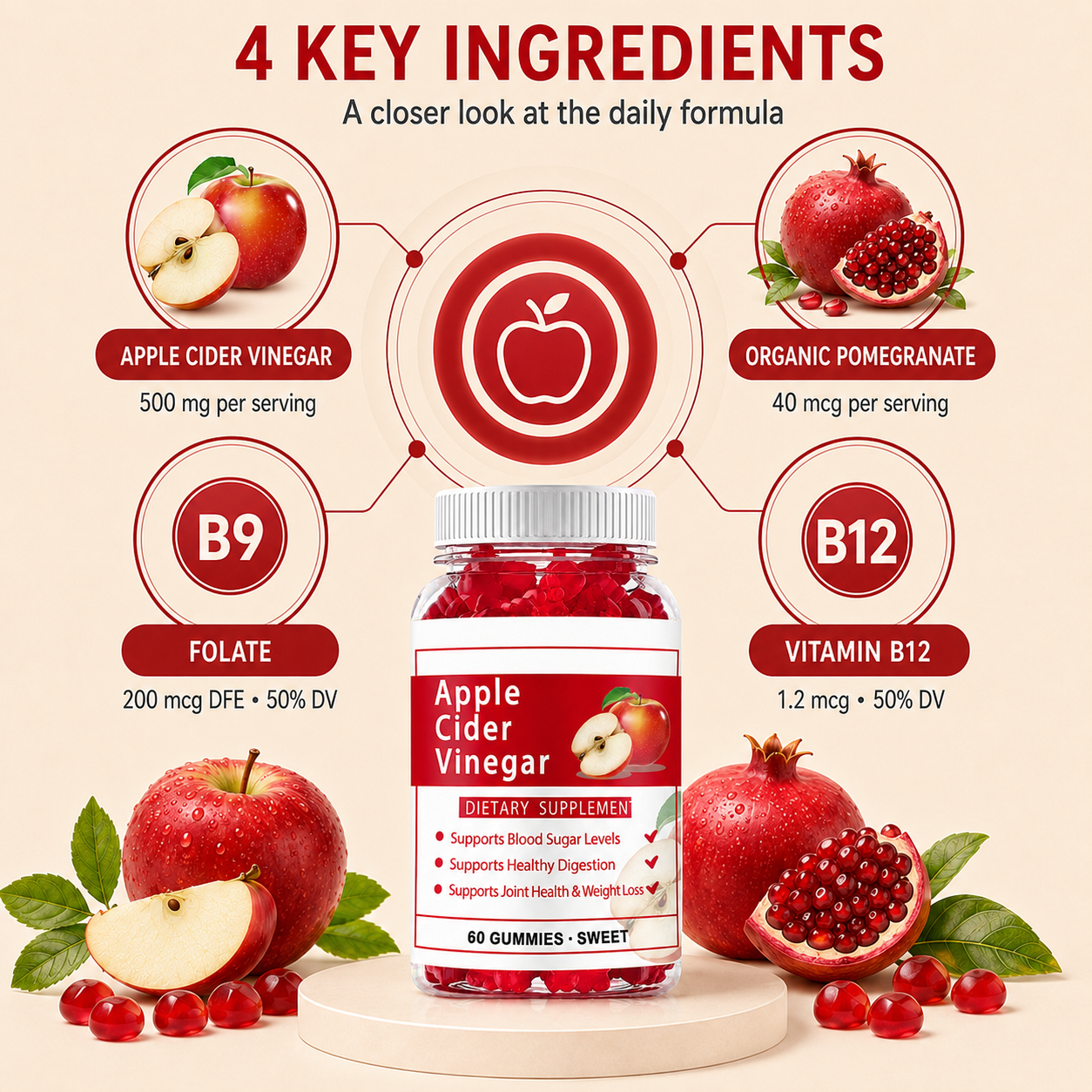 DUO SEVEN Apple Cider Vinegar Gummies | Energy Metabolism Support