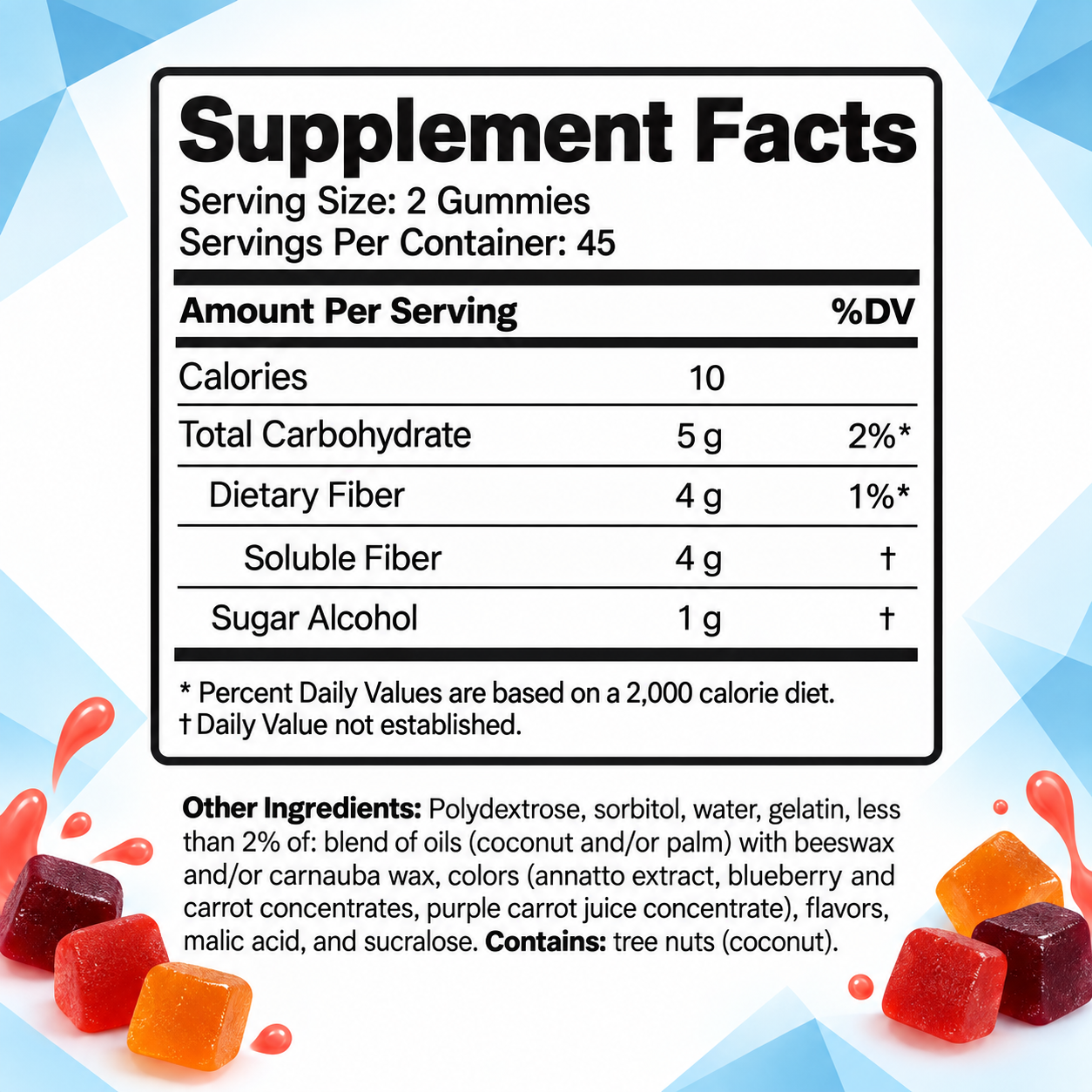 DUO SEVEN Fiber Gummies | 5g Fiber per Serving, Sugar-Free, Berry & Peach Flavor, 90 Gummies