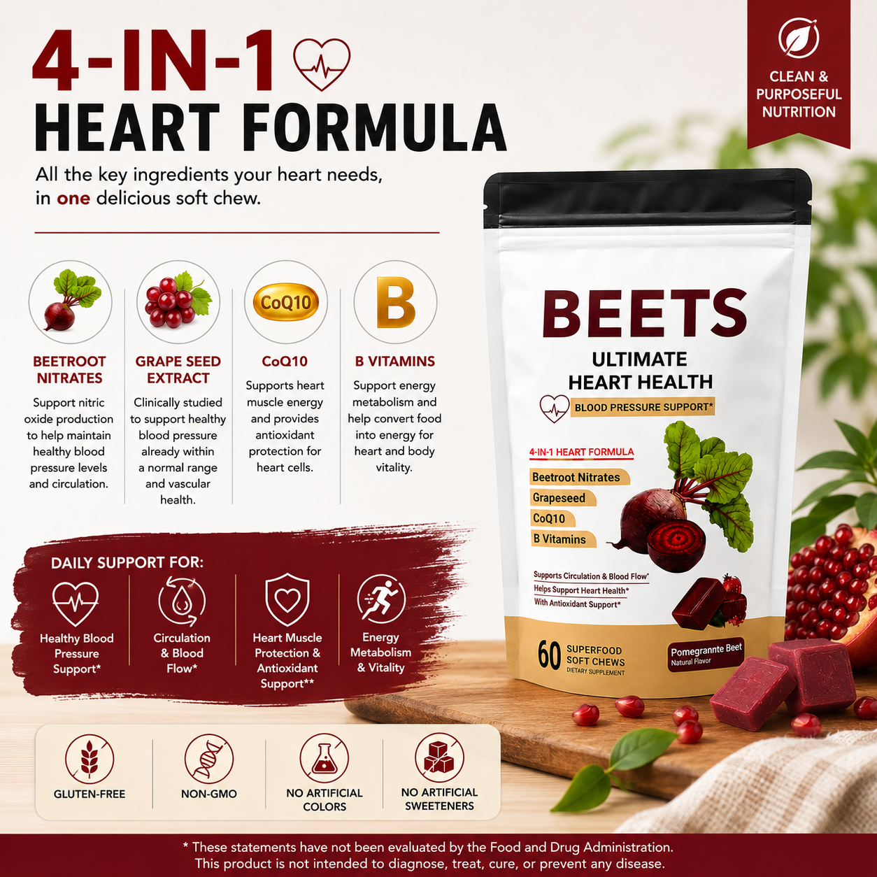 2Seven Beet Soft Chews | Heart Health & All-Day Energy