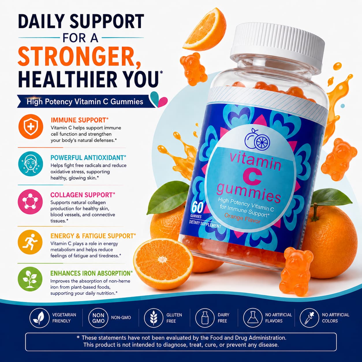 DUO SEVEN Vitamin C Gummies | Immune & Antioxidant Support