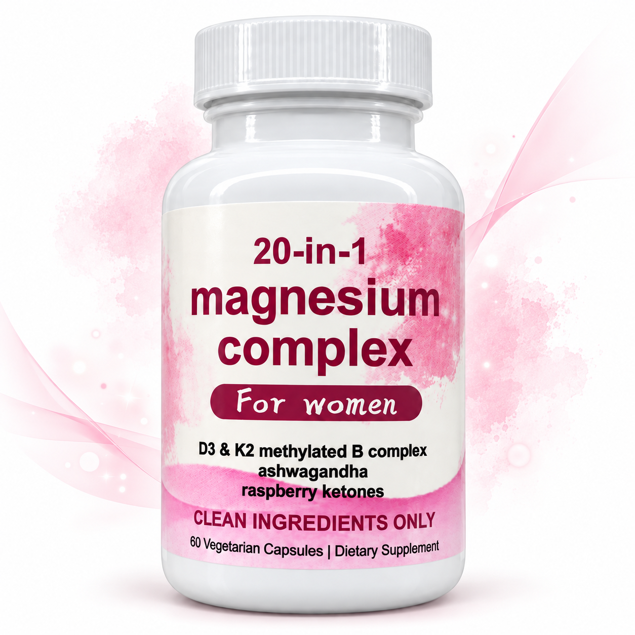 DUO SEVEN 20-in-1 Magnesium Complex for Women | 350 mg Magnesium, D3 + K2 | 60 Vegetarian Capsules