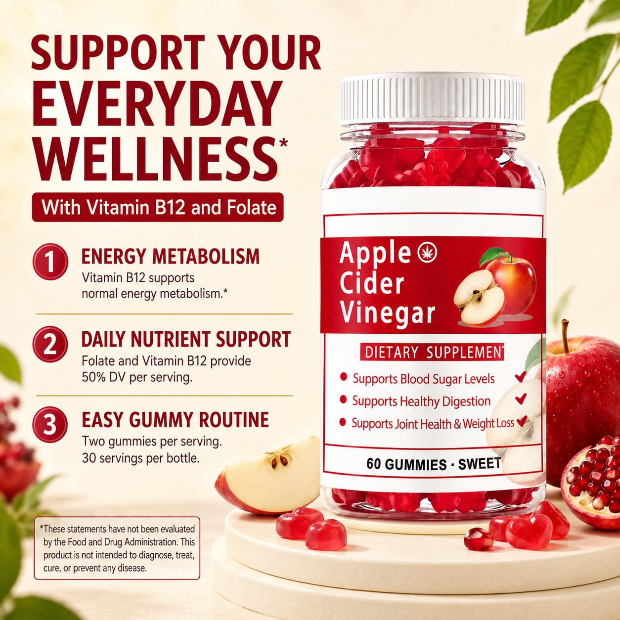 DUO SEVEN Apple Cider Vinegar Gummies | Energy Metabolism Support