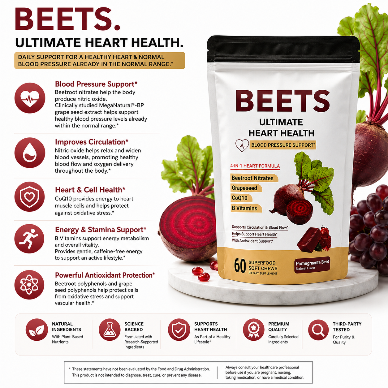 2Seven Beet Soft Chews | Heart Health & All-Day Energy