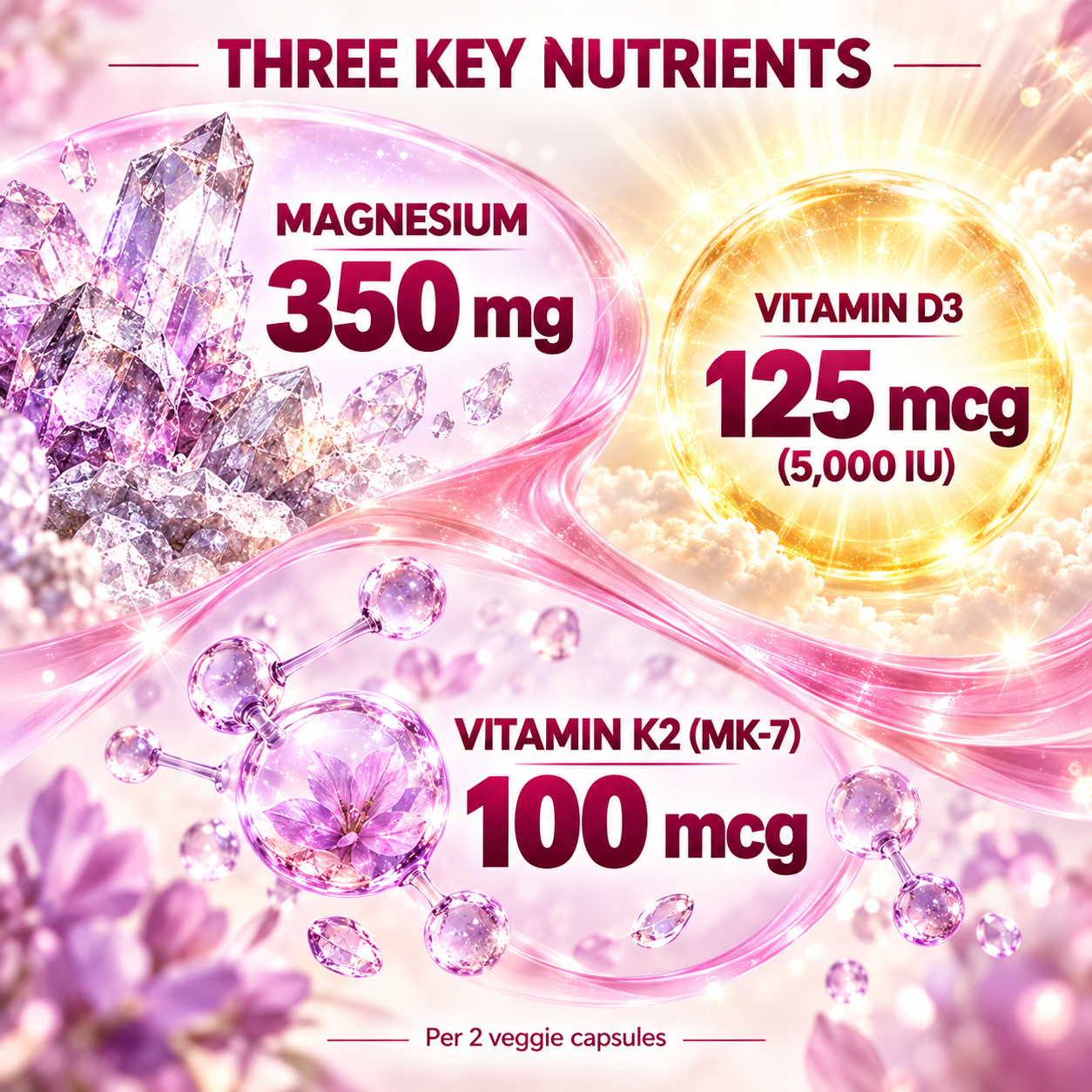DUO SEVEN 20-in-1 Magnesium Complex for Women | 350 mg Magnesium, D3 + K2 | 60 Vegetarian Capsules