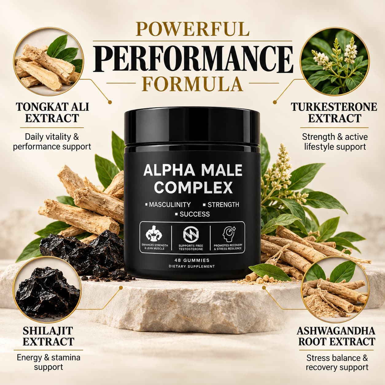 DUO SEVEN Alpha Male Complex Gummies | Men’s Vitality, Energy & Performance Support