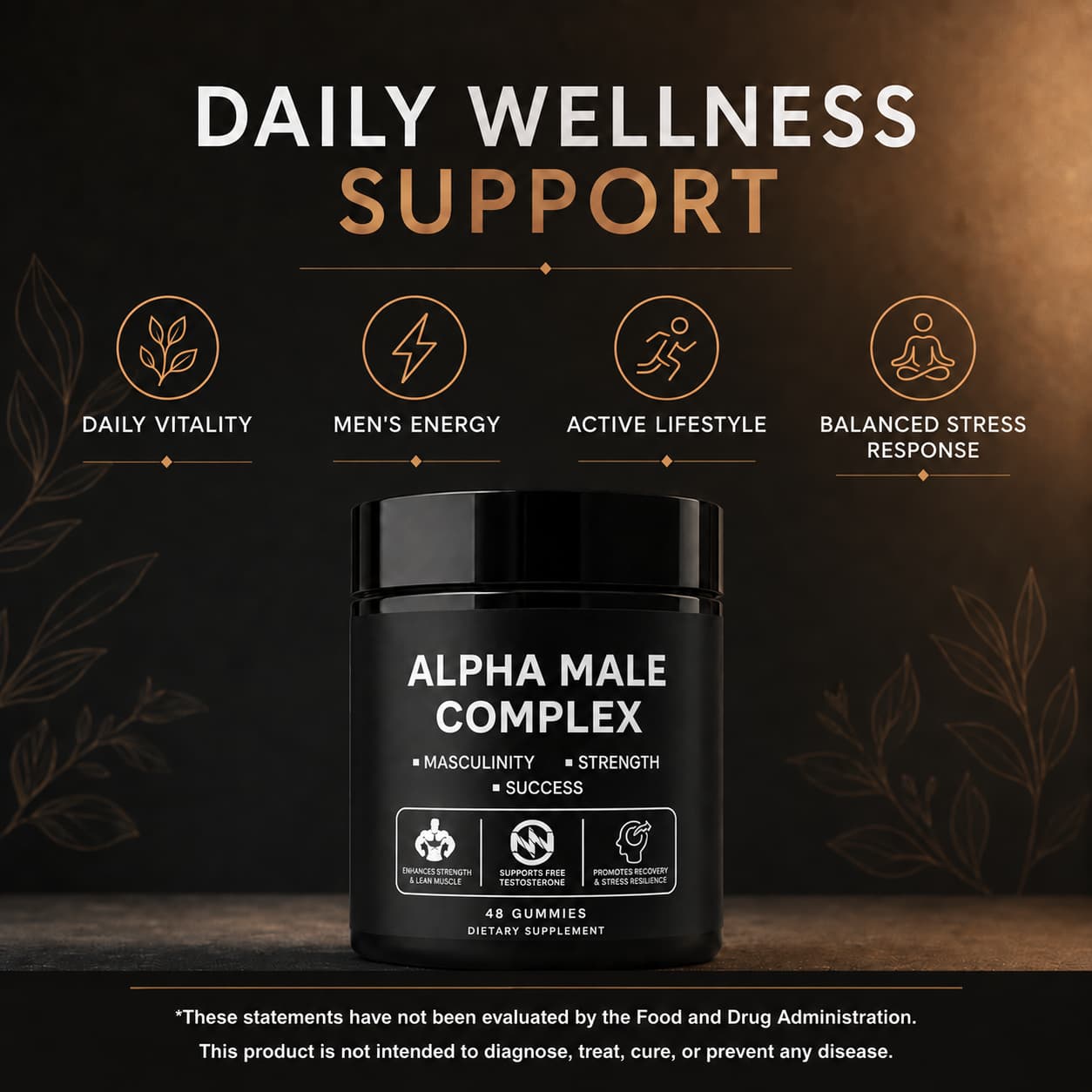 DUO SEVEN Alpha Male Complex Gummies | Men’s Vitality, Energy & Performance Support
