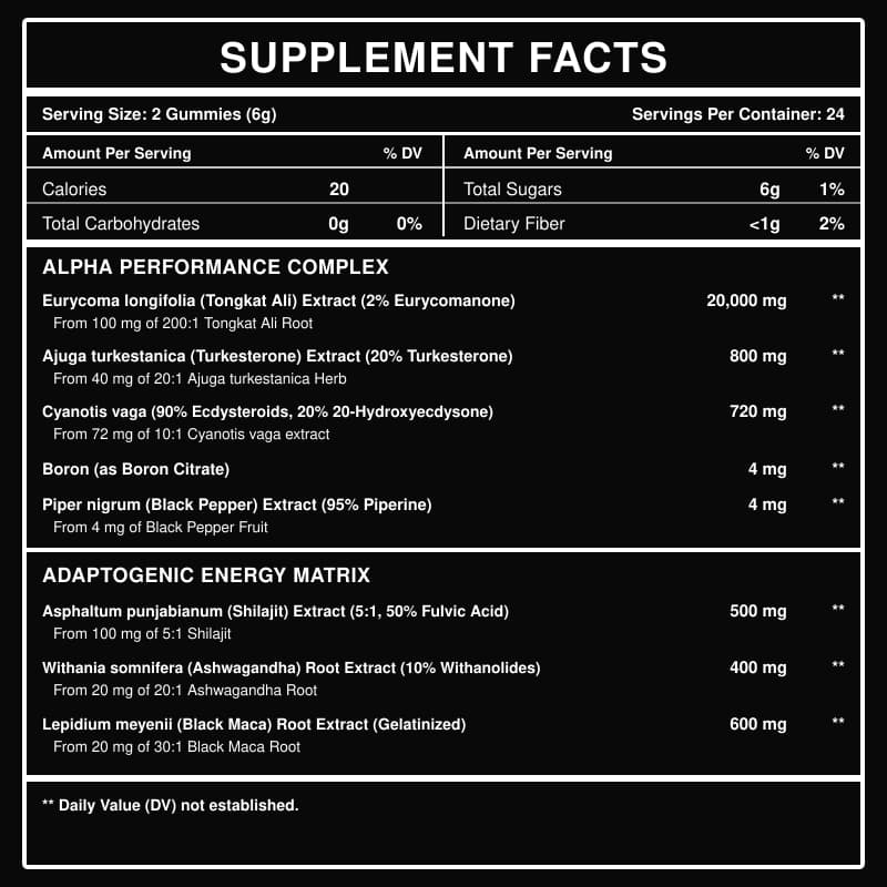 DUO SEVEN Alpha Male Complex Gummies | Men’s Vitality, Energy & Performance Support
