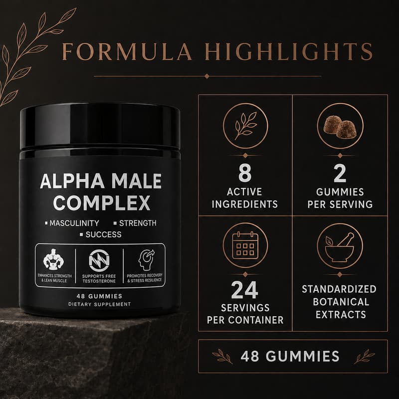 DUO SEVEN Alpha Male Complex Gummies | Men’s Vitality, Energy & Performance Support