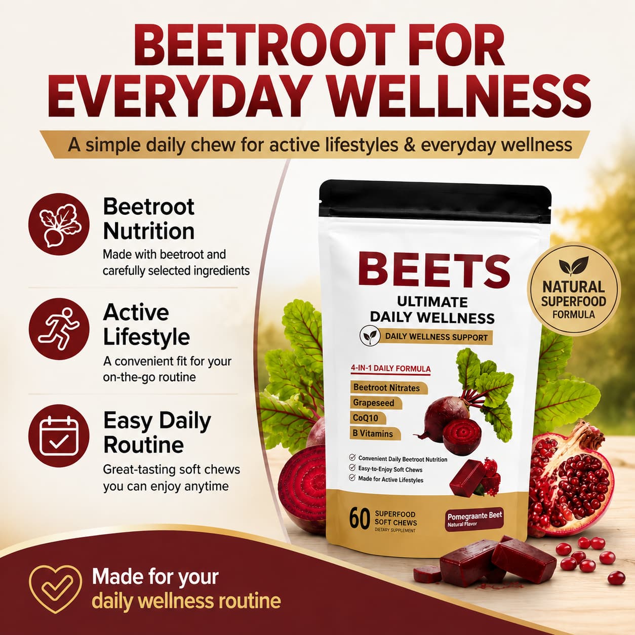 DUO SEVEN Beet Soft Chews | Daily Beetroot Nutrition for Active Lifestyles
