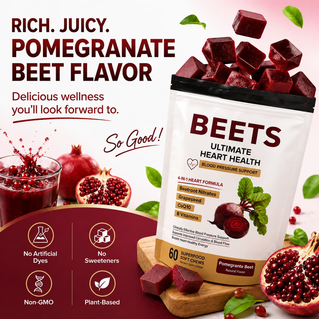 DUO SEVEN Beet Soft Chews | Heart Health & All-Day Energy
