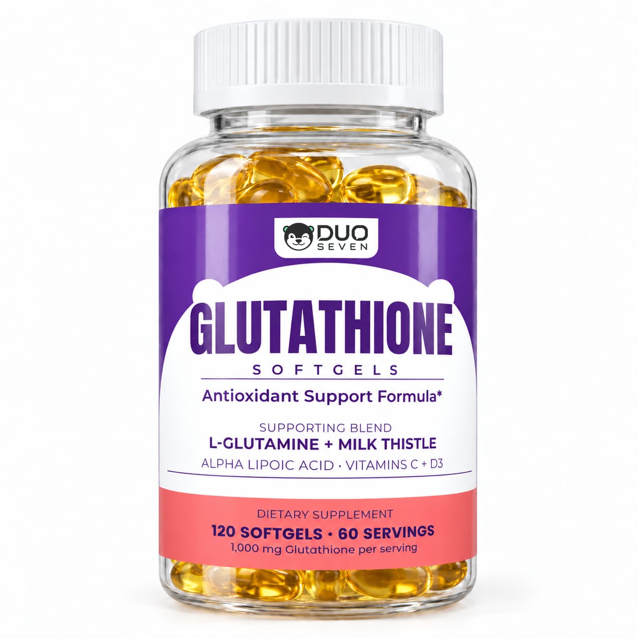 DUO SEVEN Glow Defense Glutathione 1000 mg Softgels | Antioxidant & Radiance Support