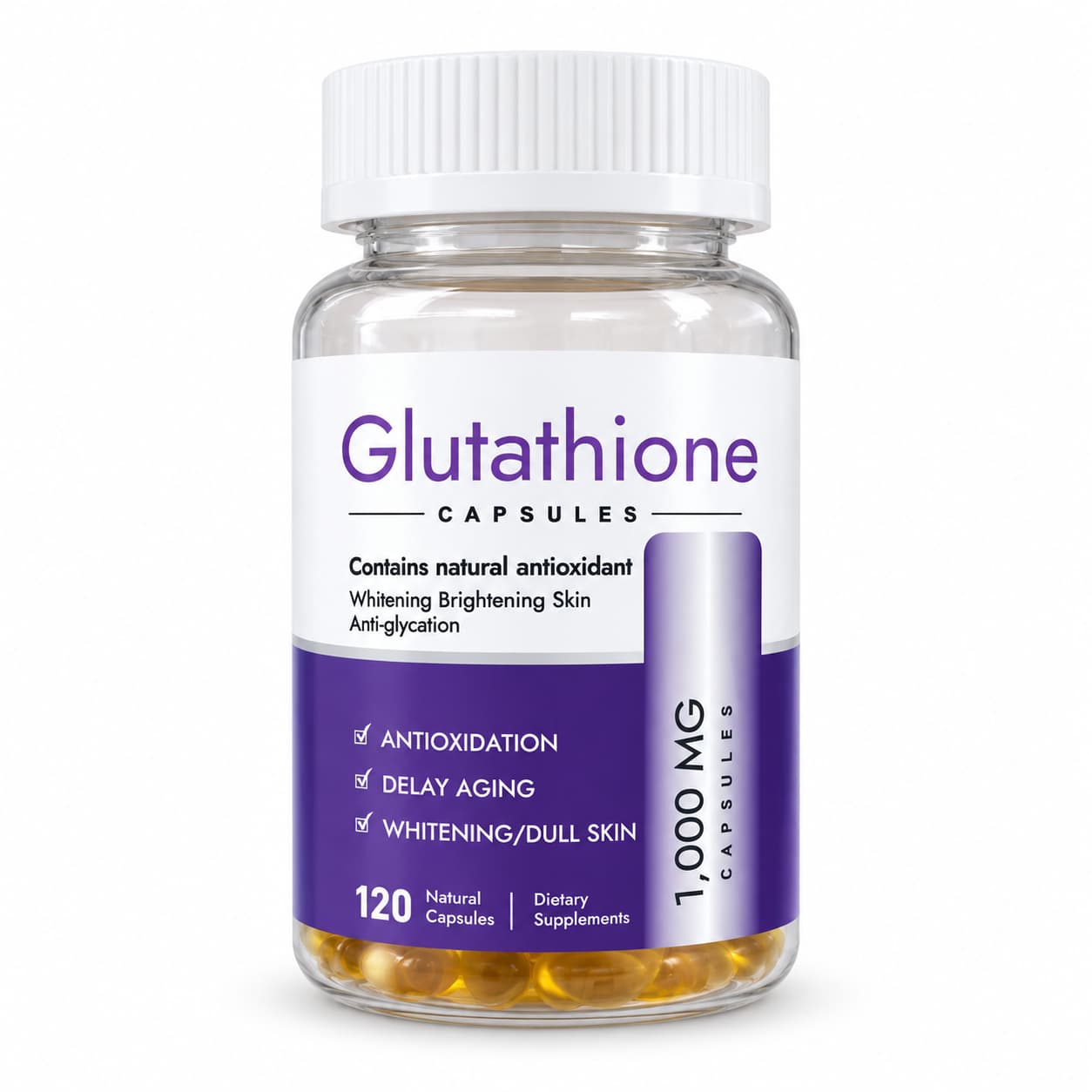 DUO SEVEN Glutathione 1000 mg | Antioxidant Detox & Daily Wellness Support | 120 Softgels