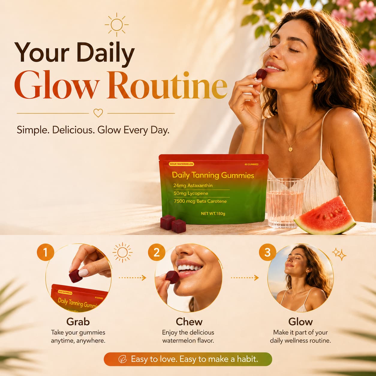 DUO SEVEN Natural Tanning Gummies | Glow & Skin Radiance Support