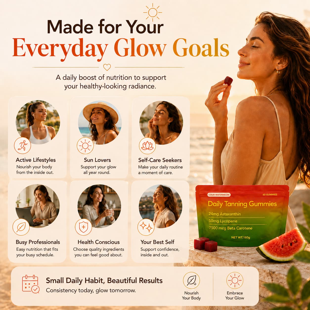 DUO SEVEN Natural Tanning Gummies | Glow & Skin Radiance Support