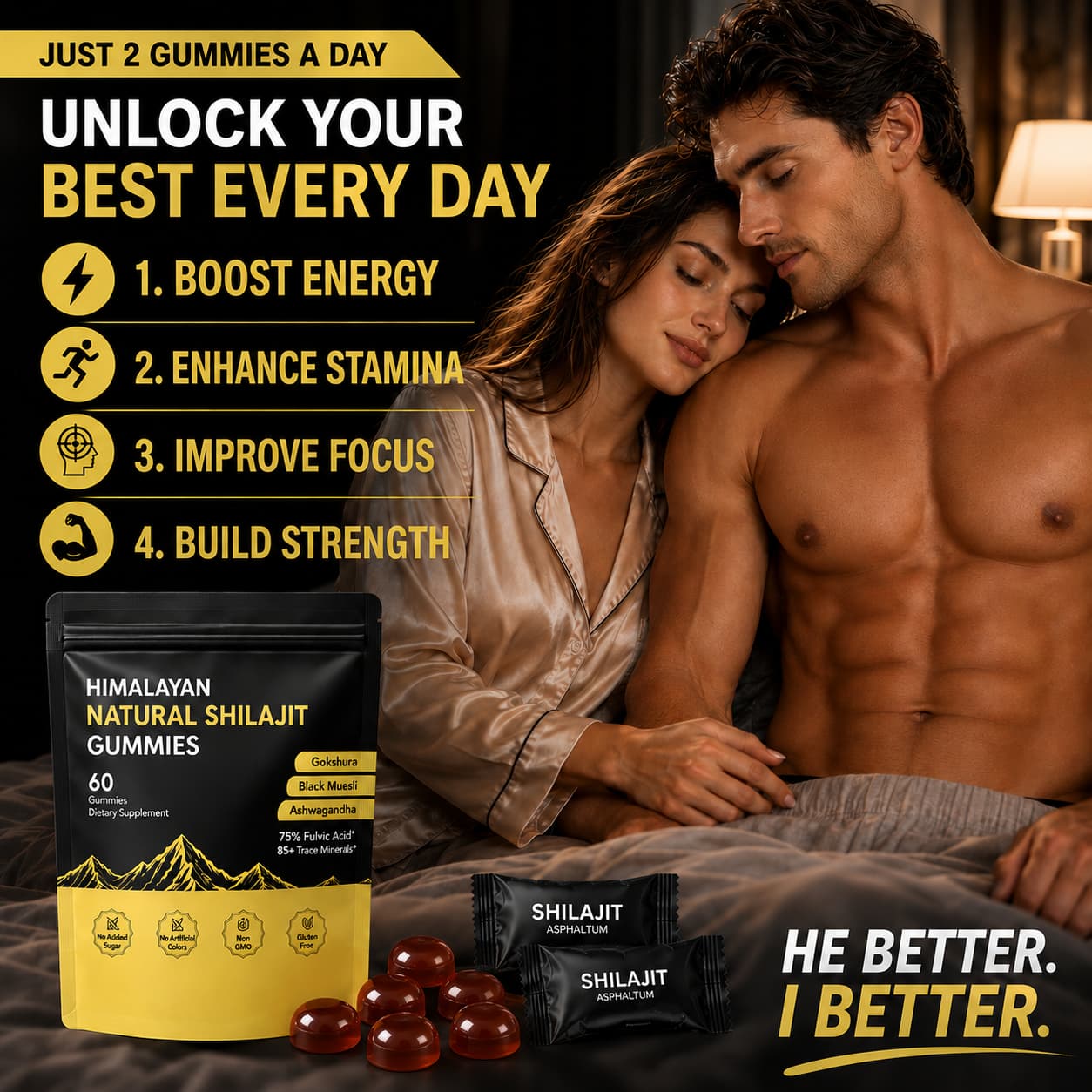DUO SEVEN Shilajit Gummies  for Men & Women | Himalayan-Inspired Daily Wellness 60 Gummies
