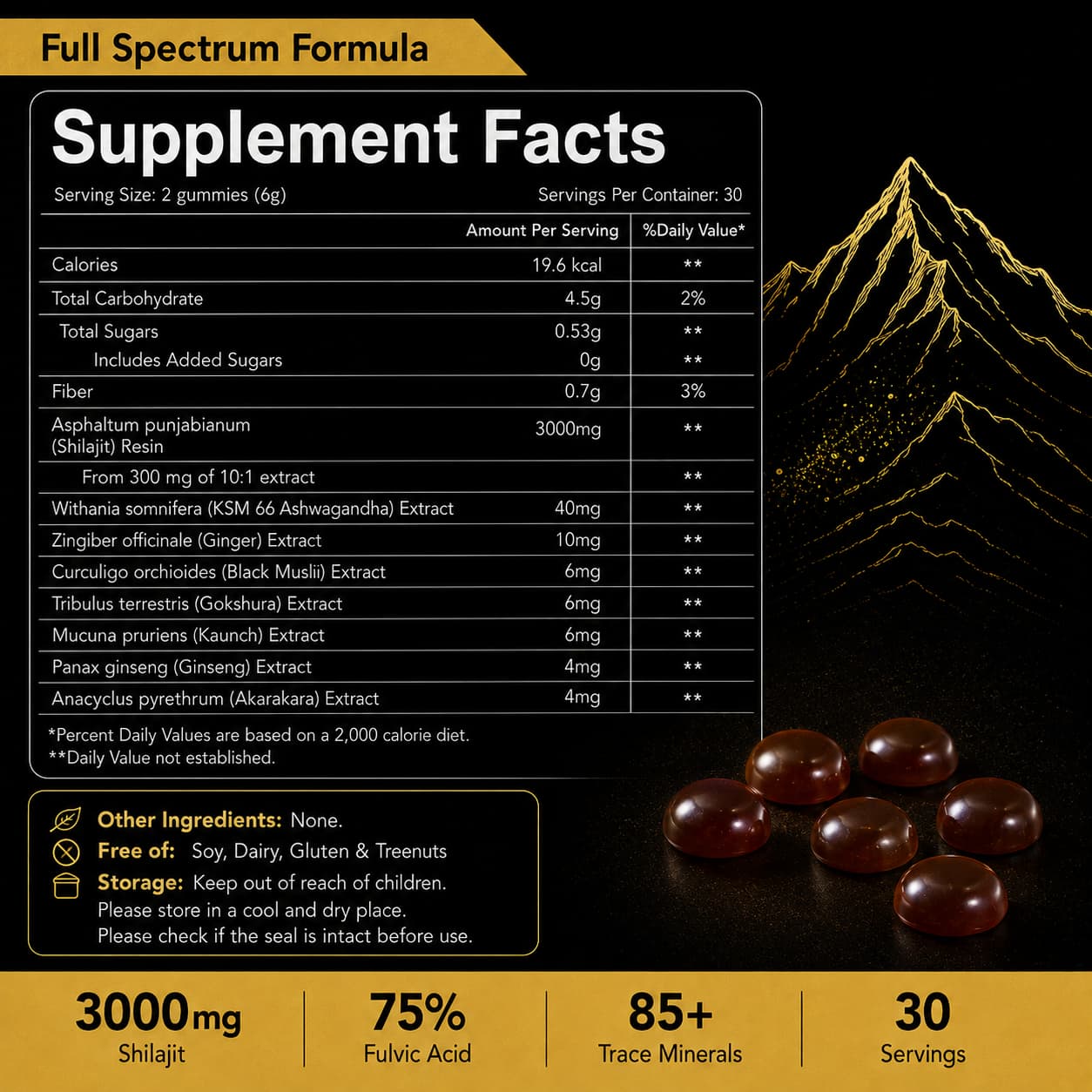 DUO SEVEN Shilajit Gummies  for Men & Women | Himalayan-Inspired Daily Wellness 60 Gummies