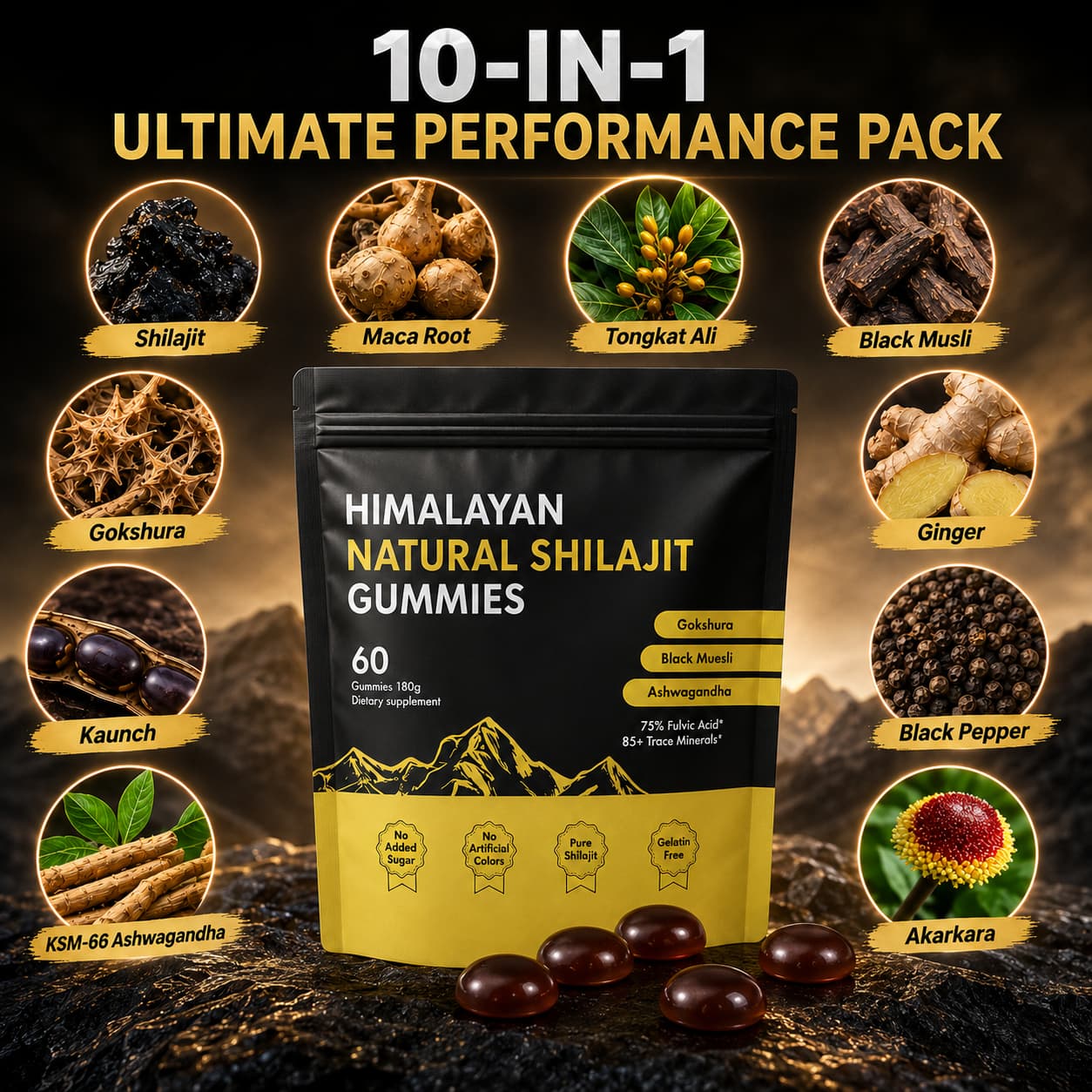 DUO SEVEN Shilajit Gummies  for Men & Women | Himalayan-Inspired Daily Wellness 60 Gummies