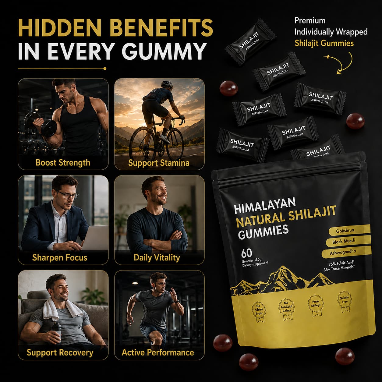 DUO SEVEN Shilajit Gummies  for Men & Women | Himalayan-Inspired Daily Wellness 60 Gummies