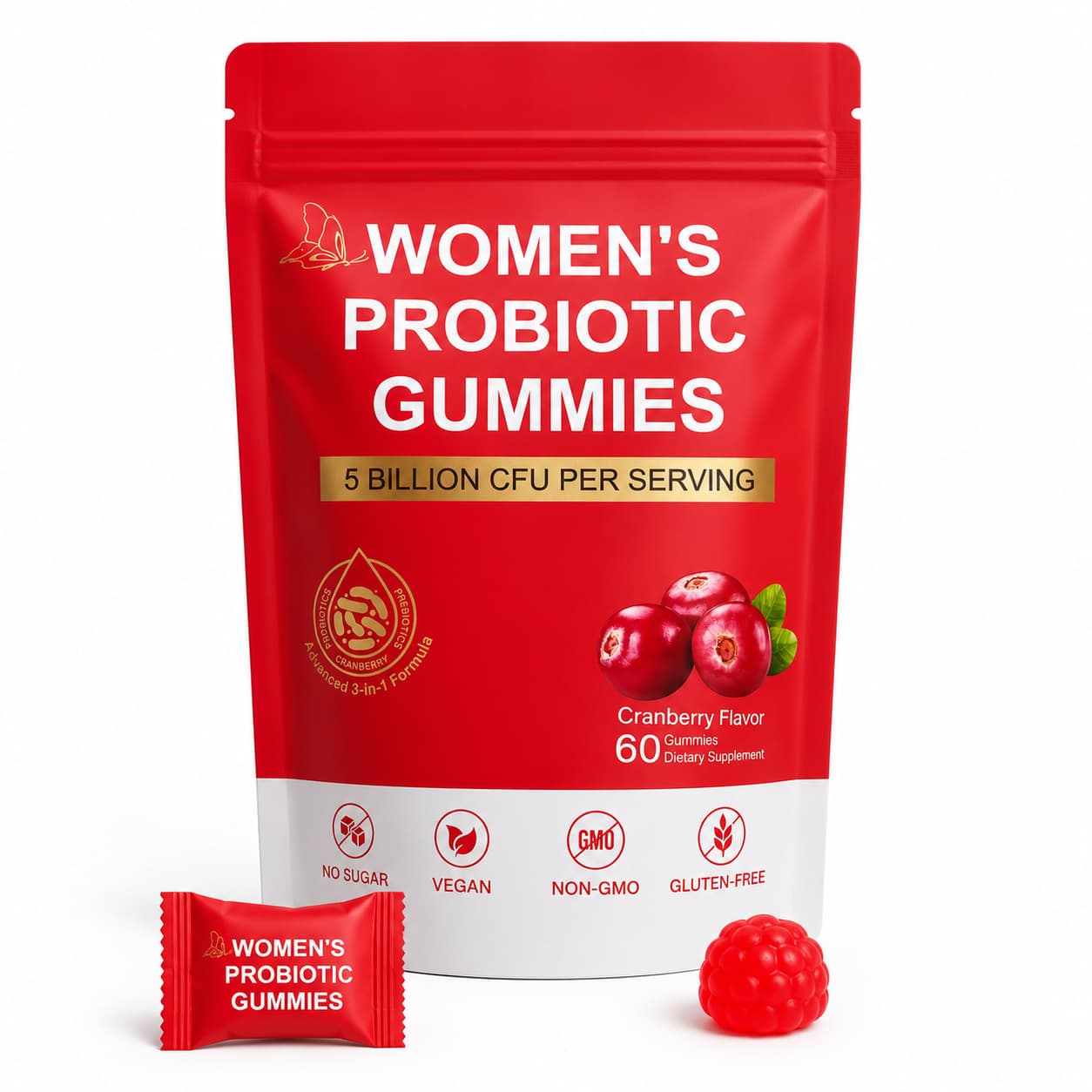 DUO SEVEN Women’s Probiotic Gummies | 5 Billion CFU | Vegan | Non-GMO | Gluten Free | 60 Gummies