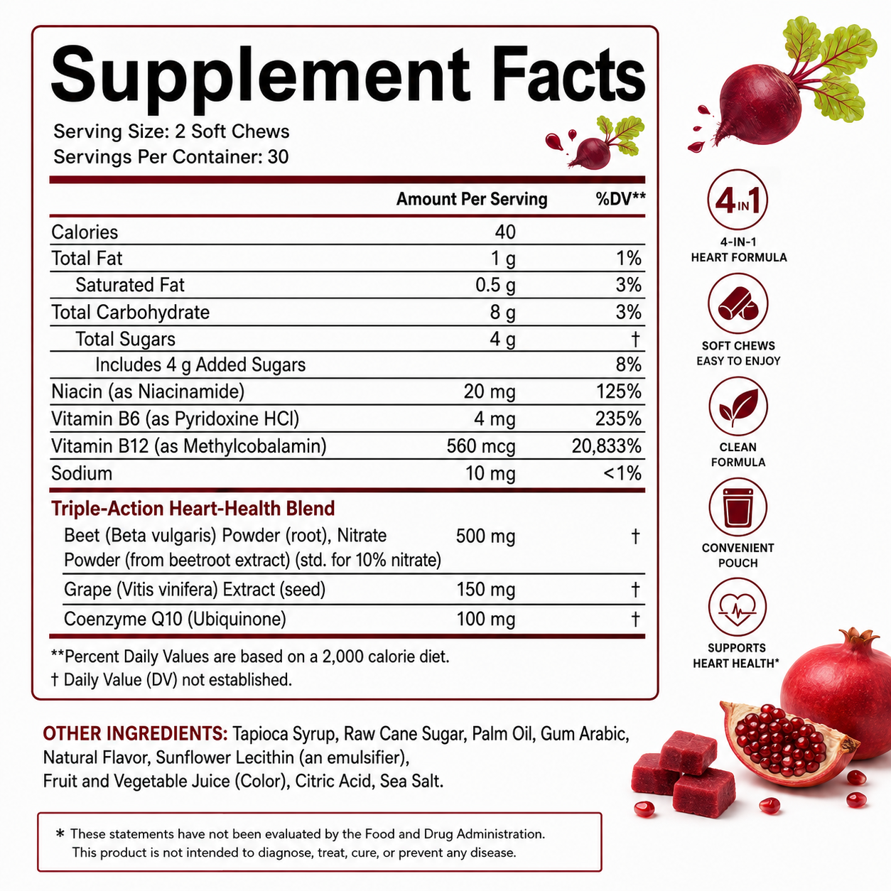 2Seven Beet Soft Chews | Heart Health & All-Day Energy