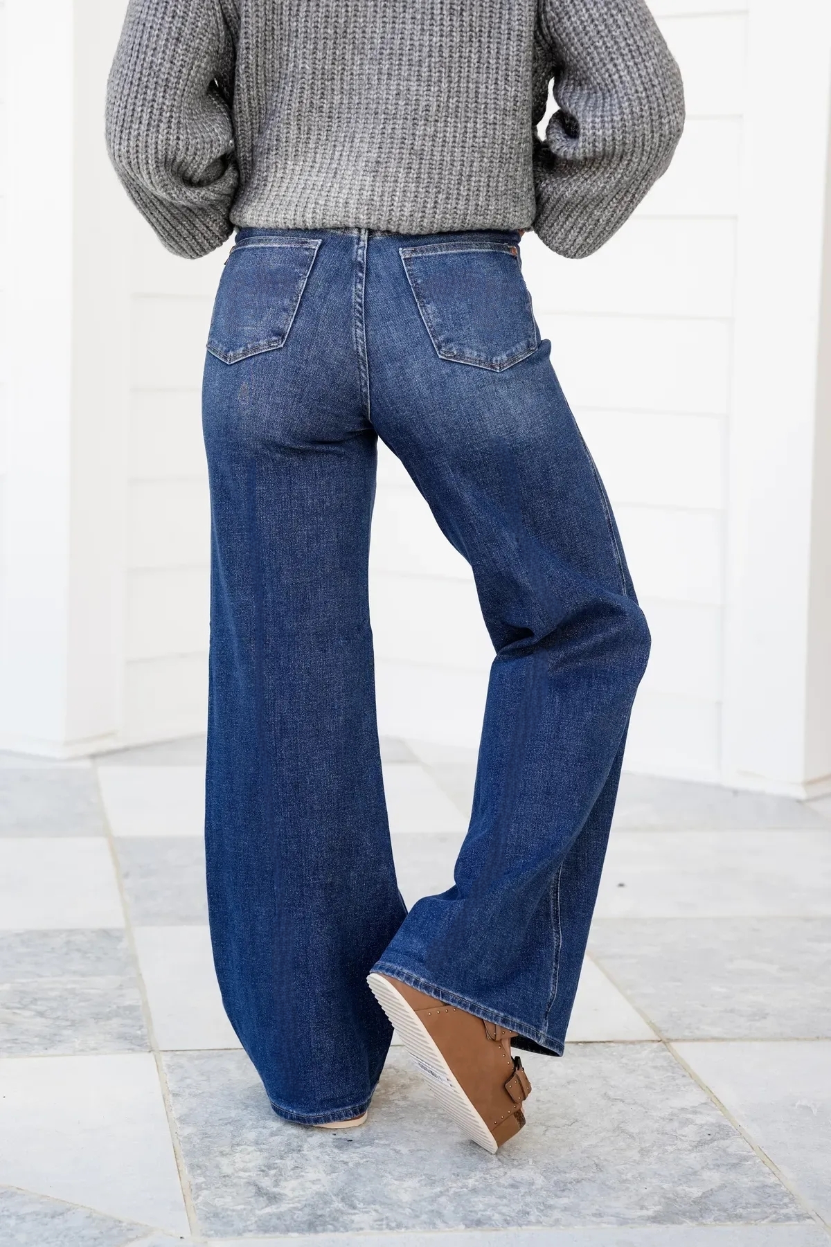 High Rise Tummy Control Wide Leg Jeans