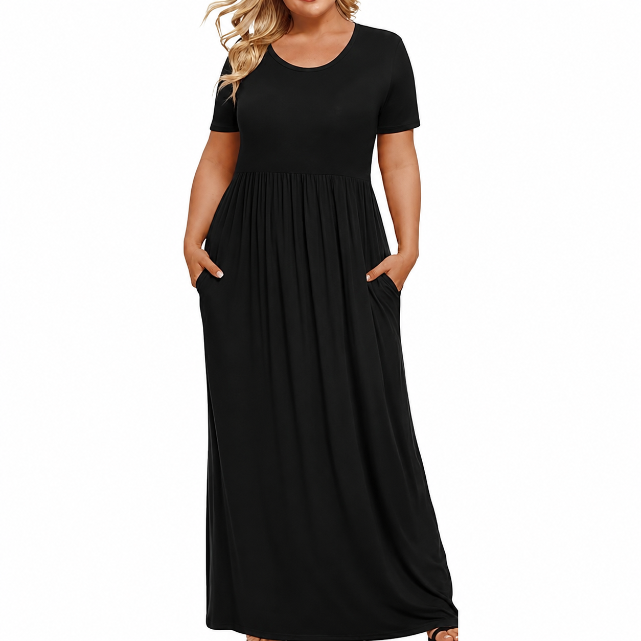 Plus Size Short Sleeve Casual Maxi Dress
