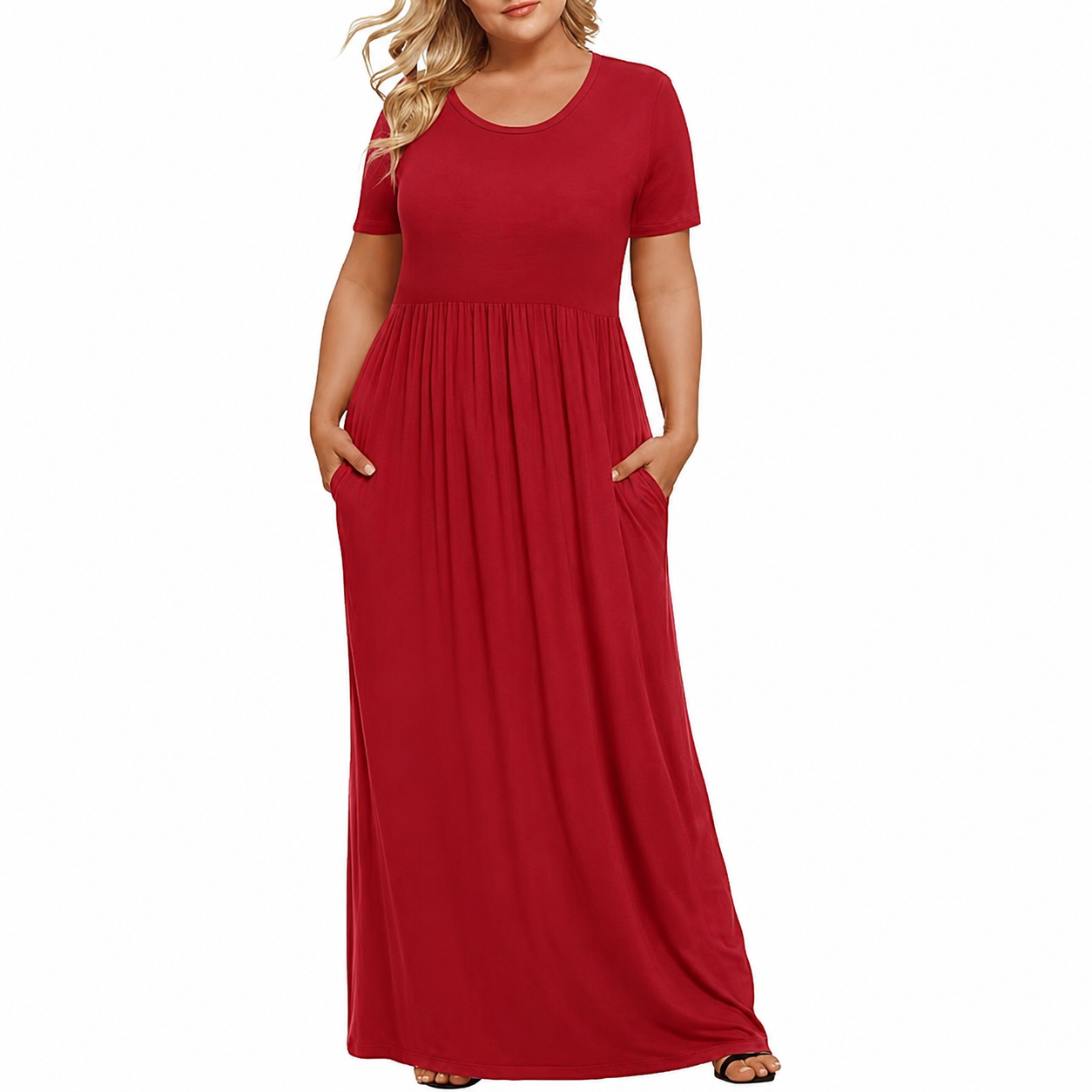 Plus Size Short Sleeve Casual Maxi Dress