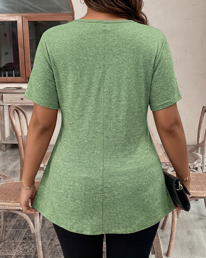 Square Neck Crossover Ruched Peplum Top