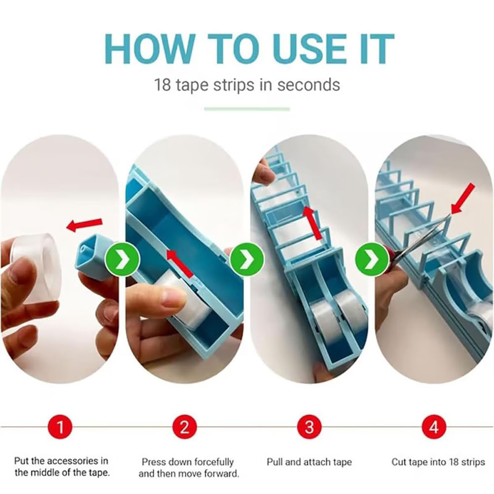 | Original Viral Desktop Tape Dispenser for Gift Wrapping & Crafts | Prepares 18 Tape Strips Fast | Blade-Free, Compact, Heavy-Duty | Fits Standard, Washi & Double-Sided Tape