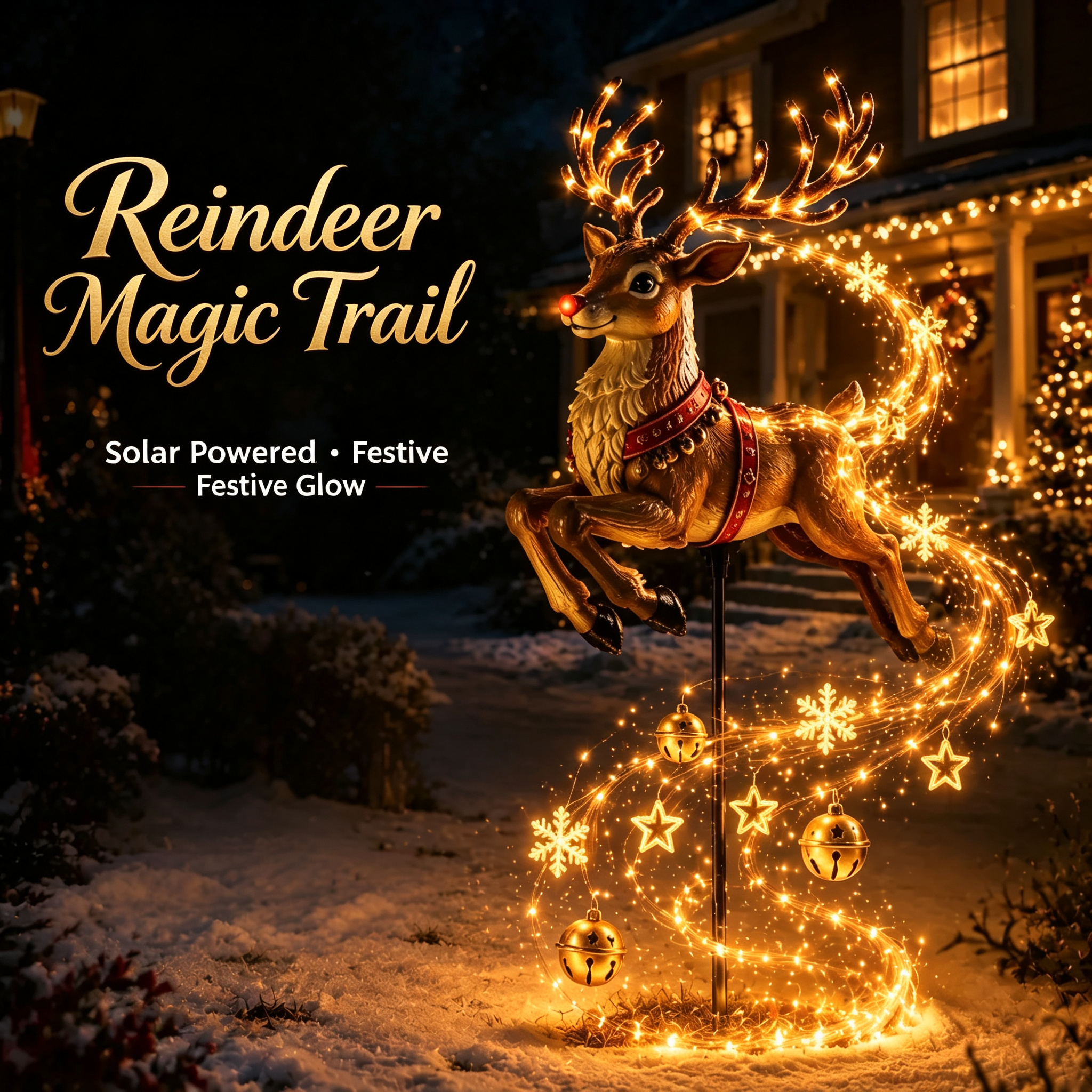 🎅✨ 2026 New Santa’s Flying Sleigh Gift Cascade – Solar Christmas Garden Light