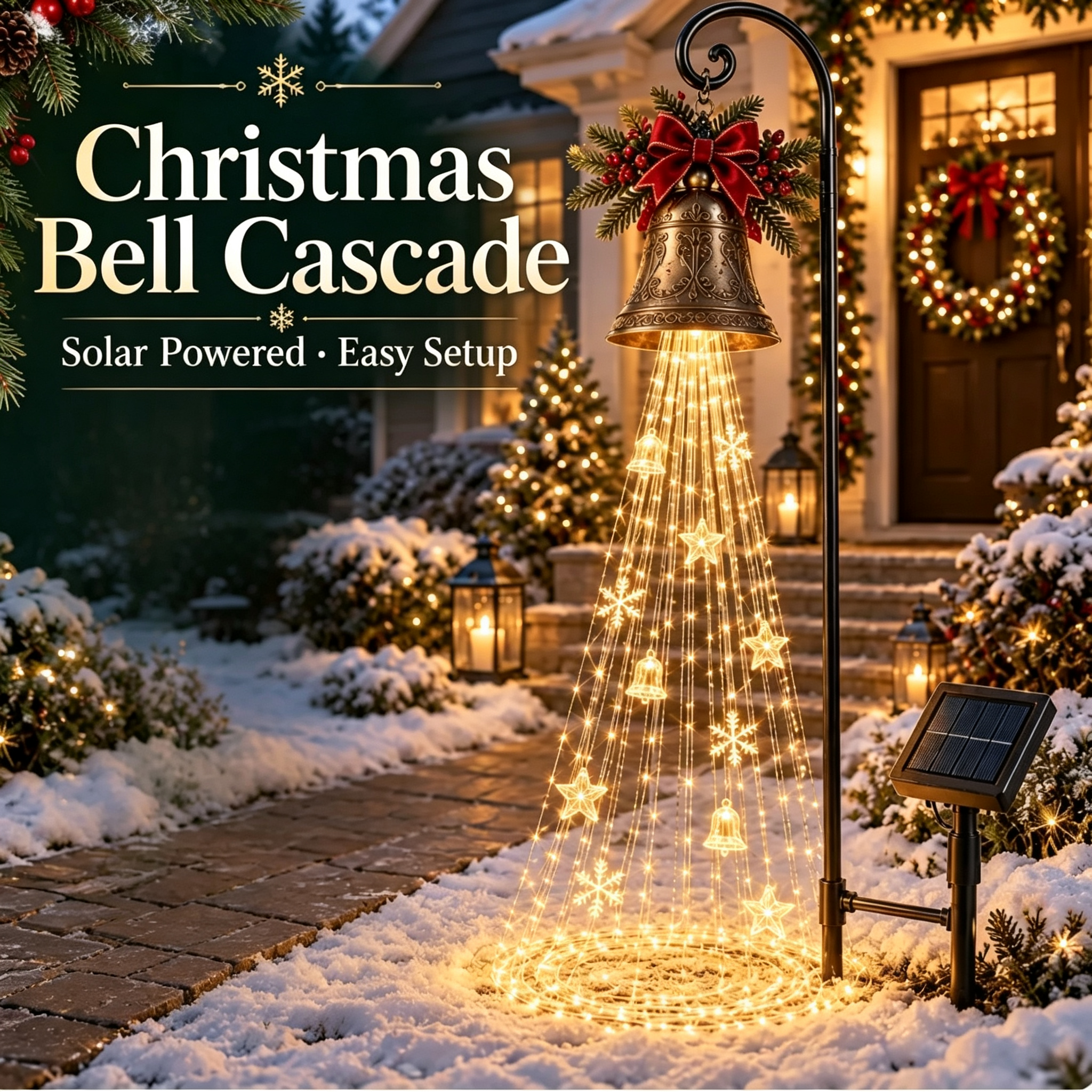 🎅✨ 2026 New Santa’s Flying Sleigh Gift Cascade – Solar Christmas Garden Light