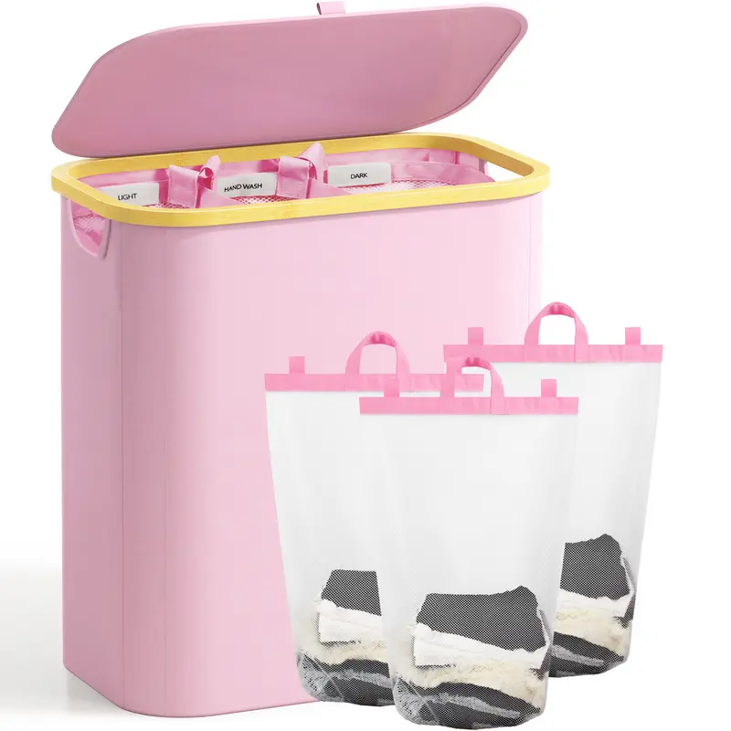 Bathola 3-Section Laundry Hamper with Lid - 145L/160L