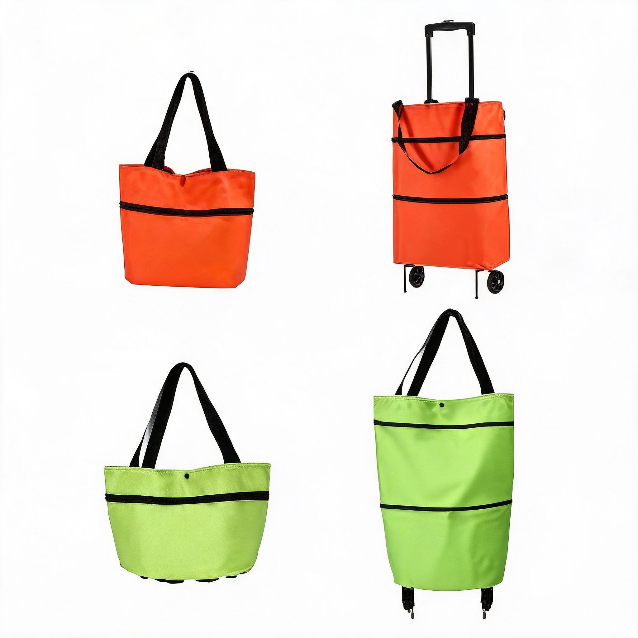 【10inch*18inch】Foldable Shopping Trolley Bag with Wheels, Portable Reusable Grocery Tote, Lightweight Rolling Shopping Cart Bag with Carry Handles for Supermarket, Travel, Laundry and Daily Use