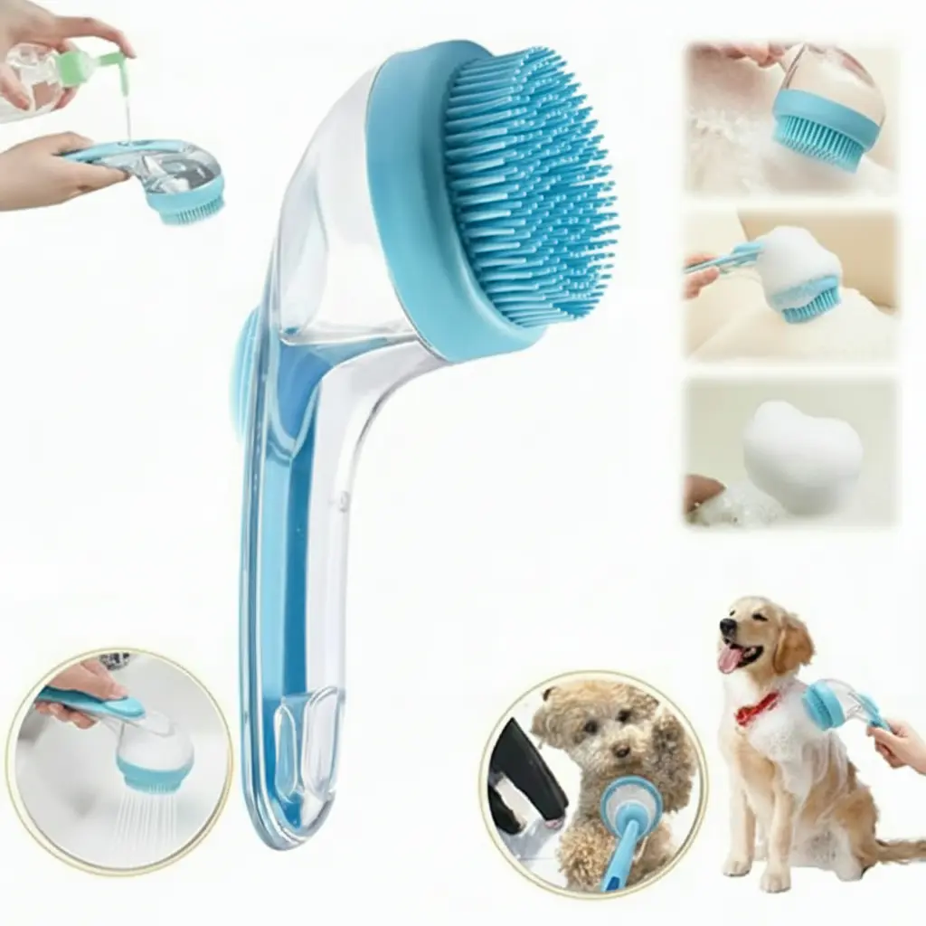 2026 2-in-1 Pet Bath & Grooming Brush with Soap Dispenser