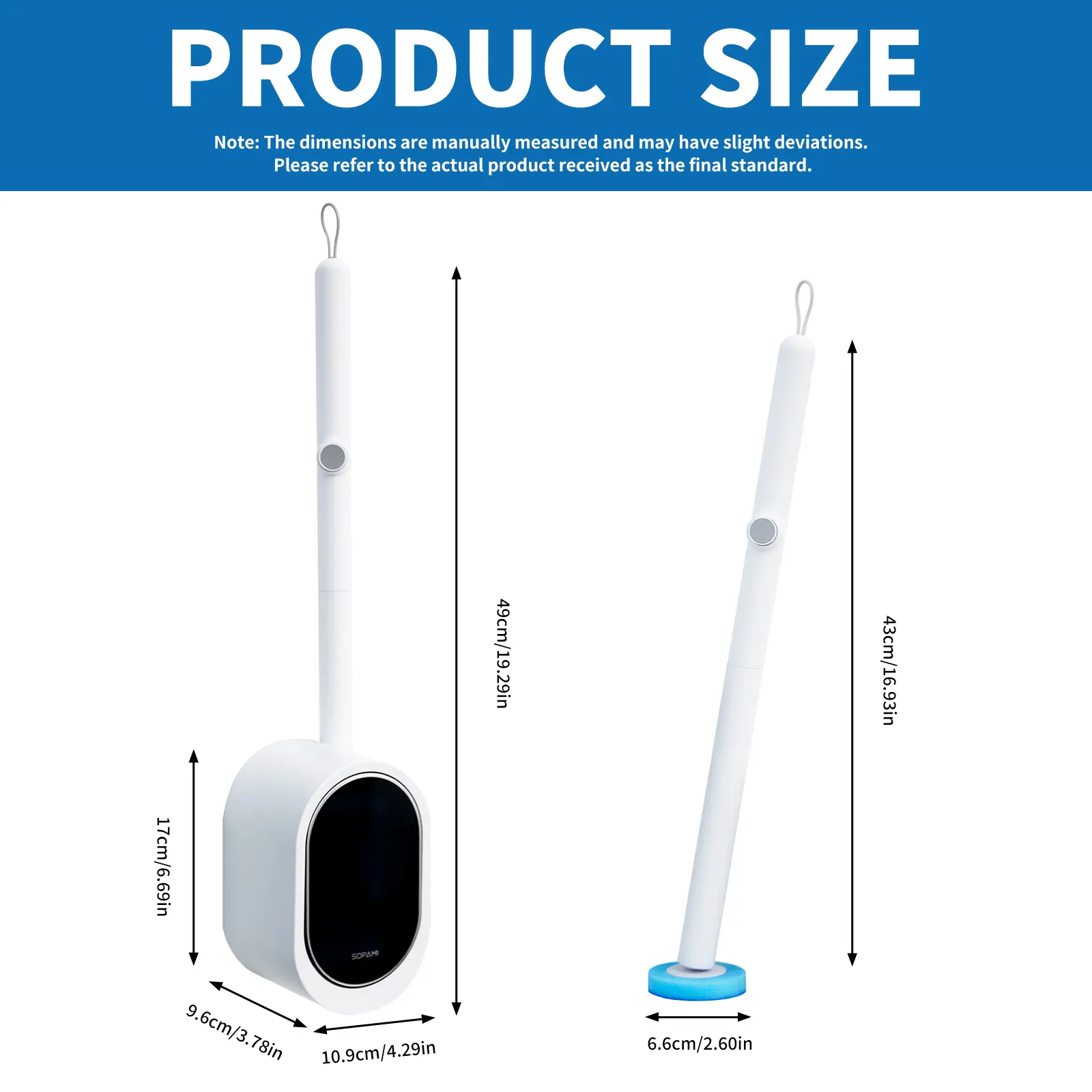 SOPAMI Disposable Toilet Brush Kit with Refill Heads for Easy Bathroom Cleaning