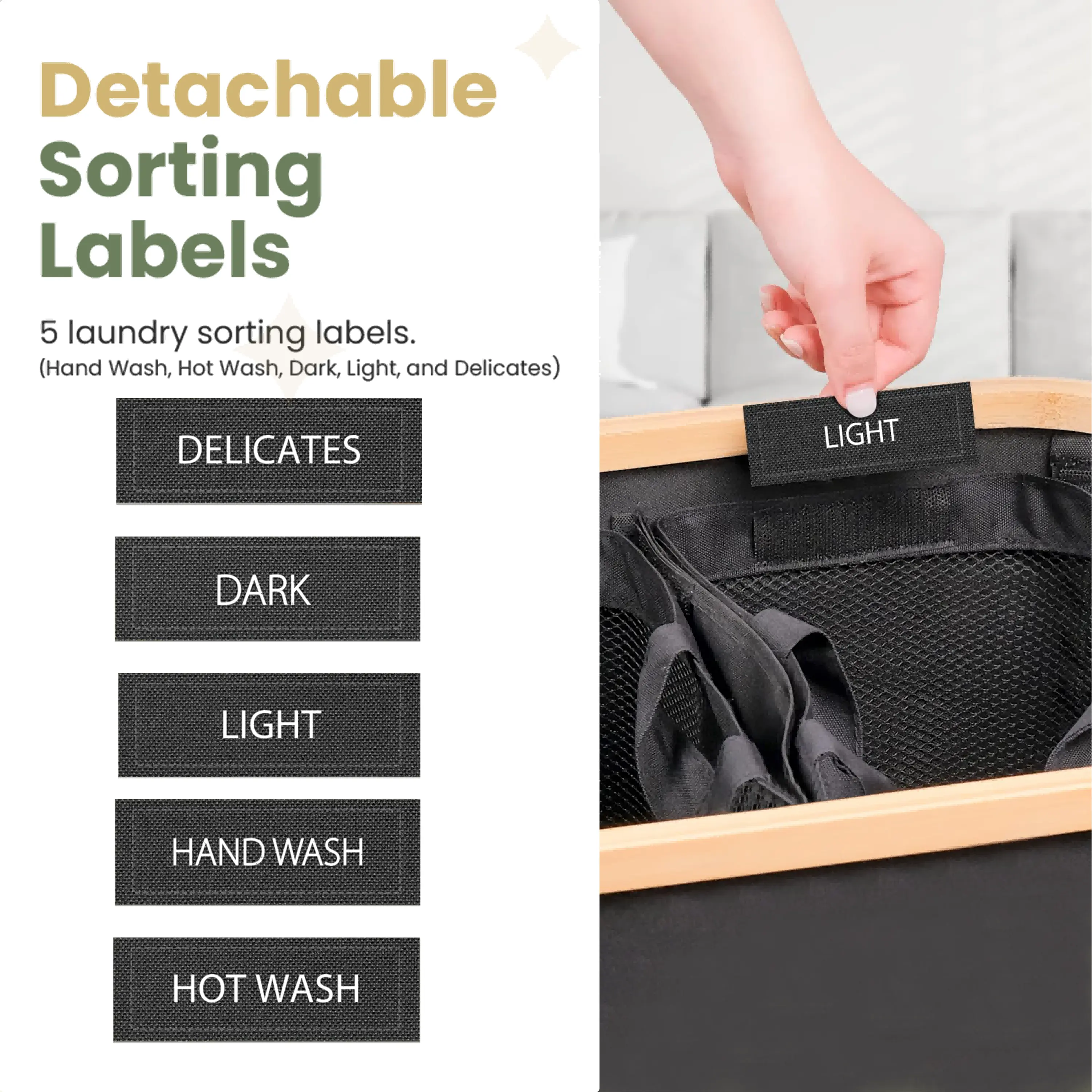 Bathola 3-Section Laundry Hamper with Lid - 145L/160L