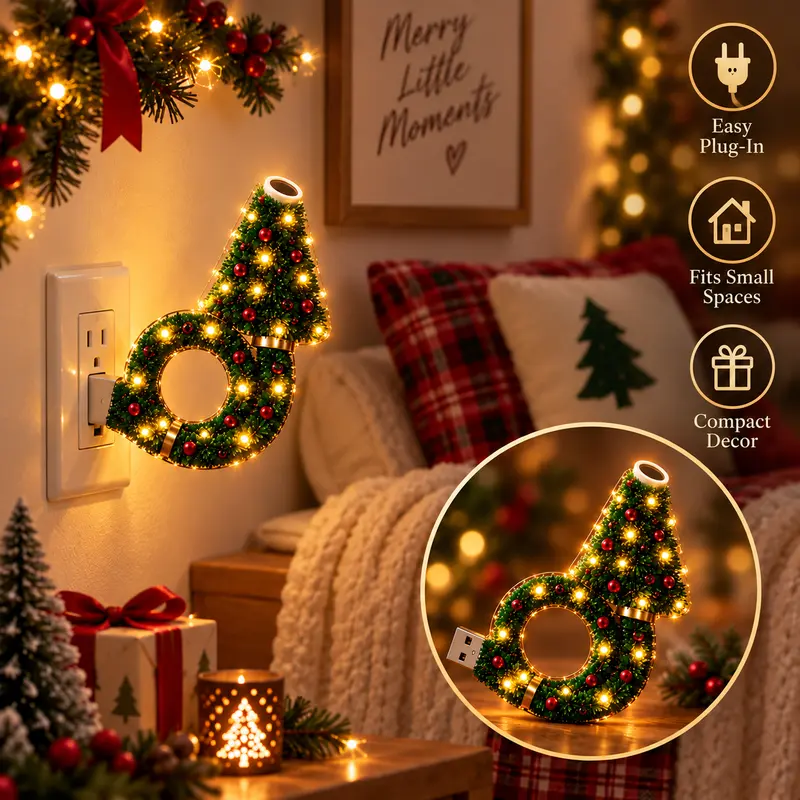 USB Plug-In Christmas Projector Night Light, 6+ Holiday Pattern Ceiling Lamp, Warm LED Christmas Tree Room Decor✨