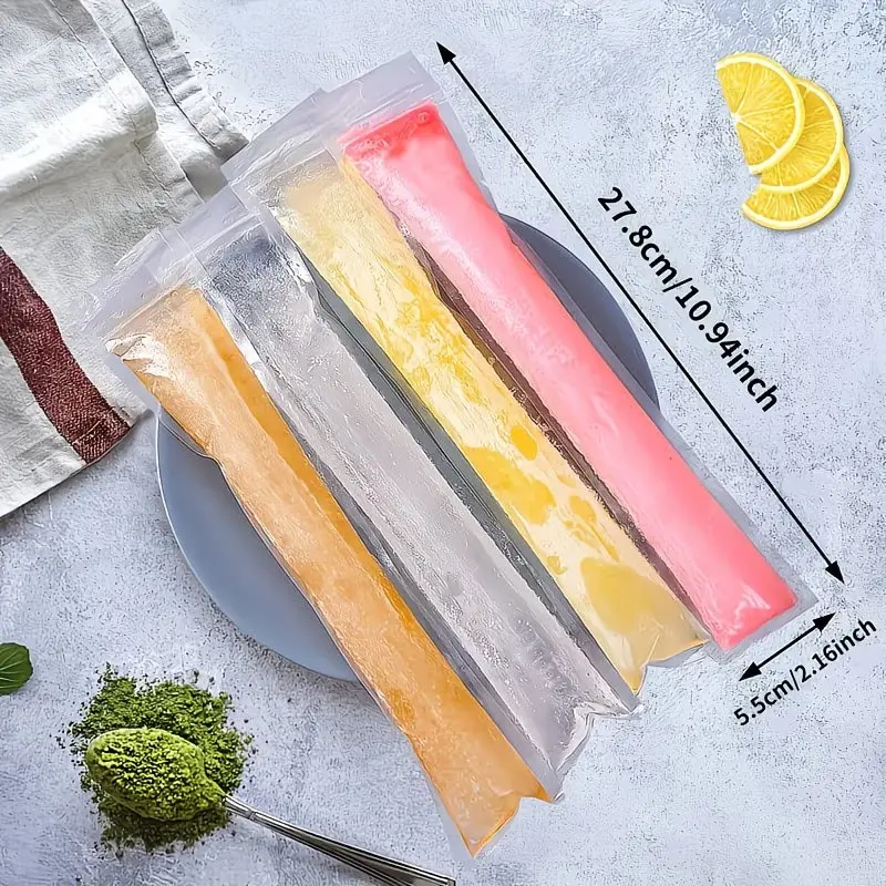 Practical DIY Ice Pop Bags (100 Pieces) – Self-Sealing Disposable Molds for Homemade Ice Sticks