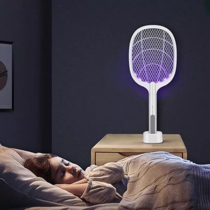 🔦 2-in-1-Mückenklatsche | ·3000 V Hochspannung·Standfuß ohne Handgriff | Für zu Hause/Küche/Terrasse/Camping