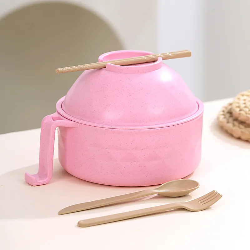 🍜Ramen Bowl Set, 1/2 Counts Microwave Safe Instant Noodle Bowl & Tableware Kit, Durable Matching Lunch Box For Student and Office Workers