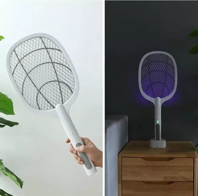 🔦 2-in-1-Mückenklatsche | ·3000 V Hochspannung·Standfuß ohne Handgriff | Für zu Hause/Küche/Terrasse/Camping