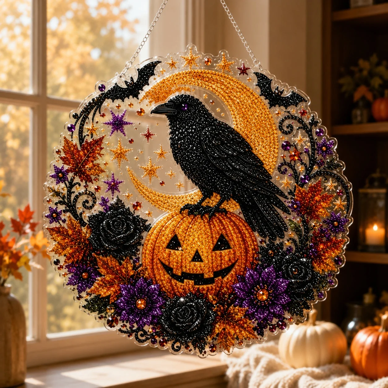 🎃Halloween Black Cat Moon Diamond Art Hanging Ornament Kit