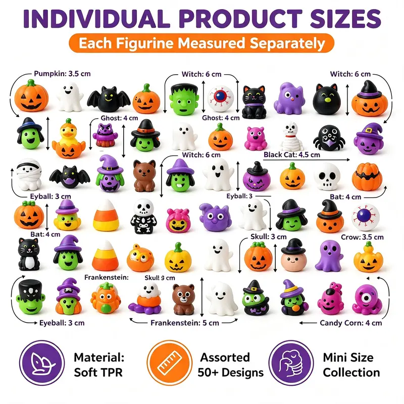 🔥30/60/100PCS Halloween Mochi Squishies, 🎃Mini Spooky Party Favors