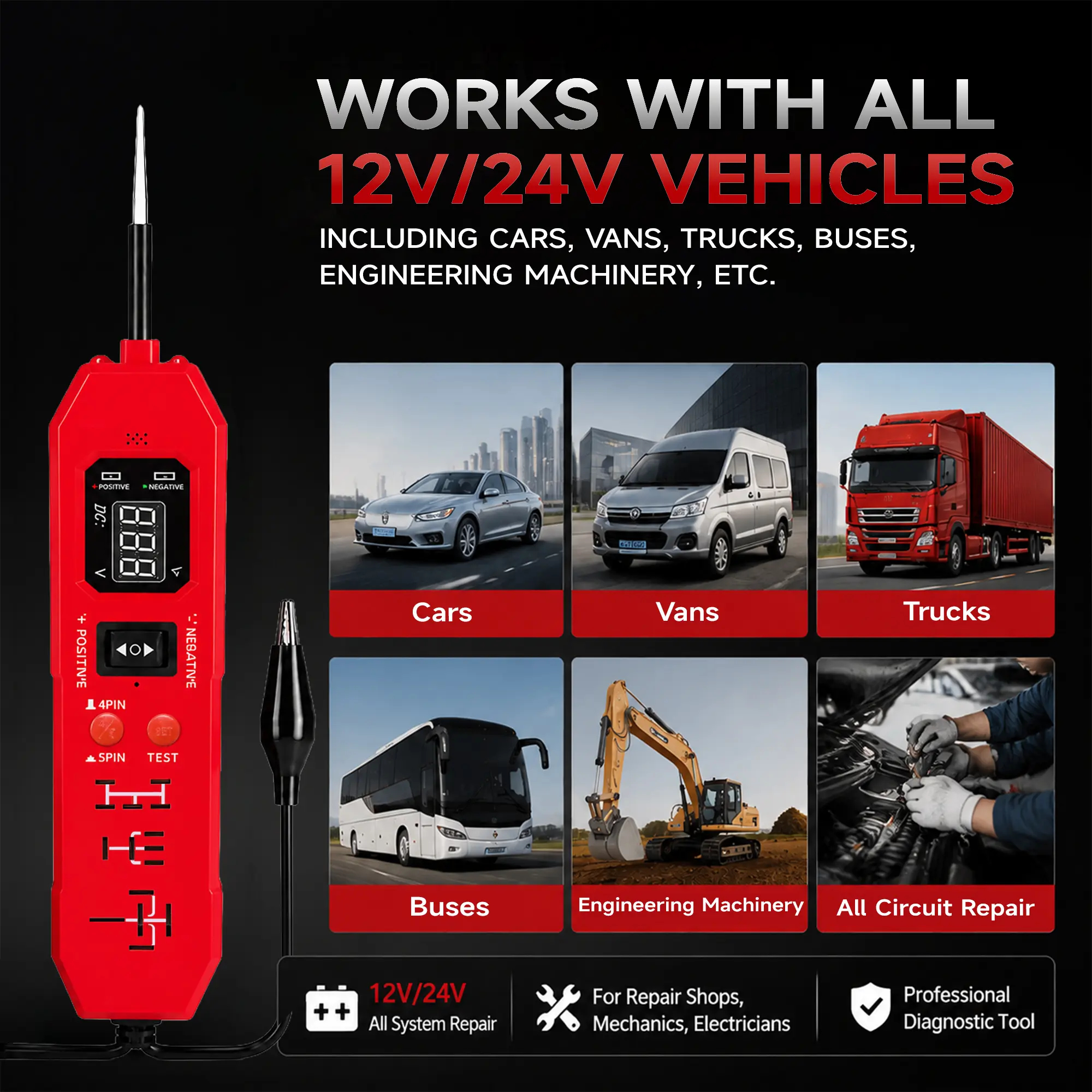 3.5-36V Automotive Circuit Tester with LED Light