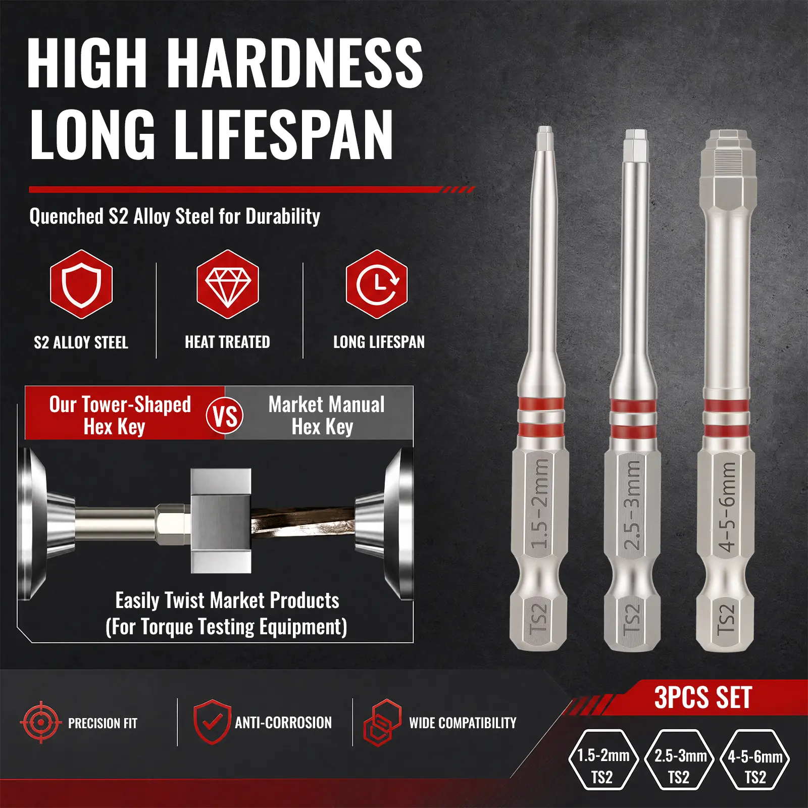 Screwdriver Bits Set 6pcs with Magnetic Hex Shank Pagoda