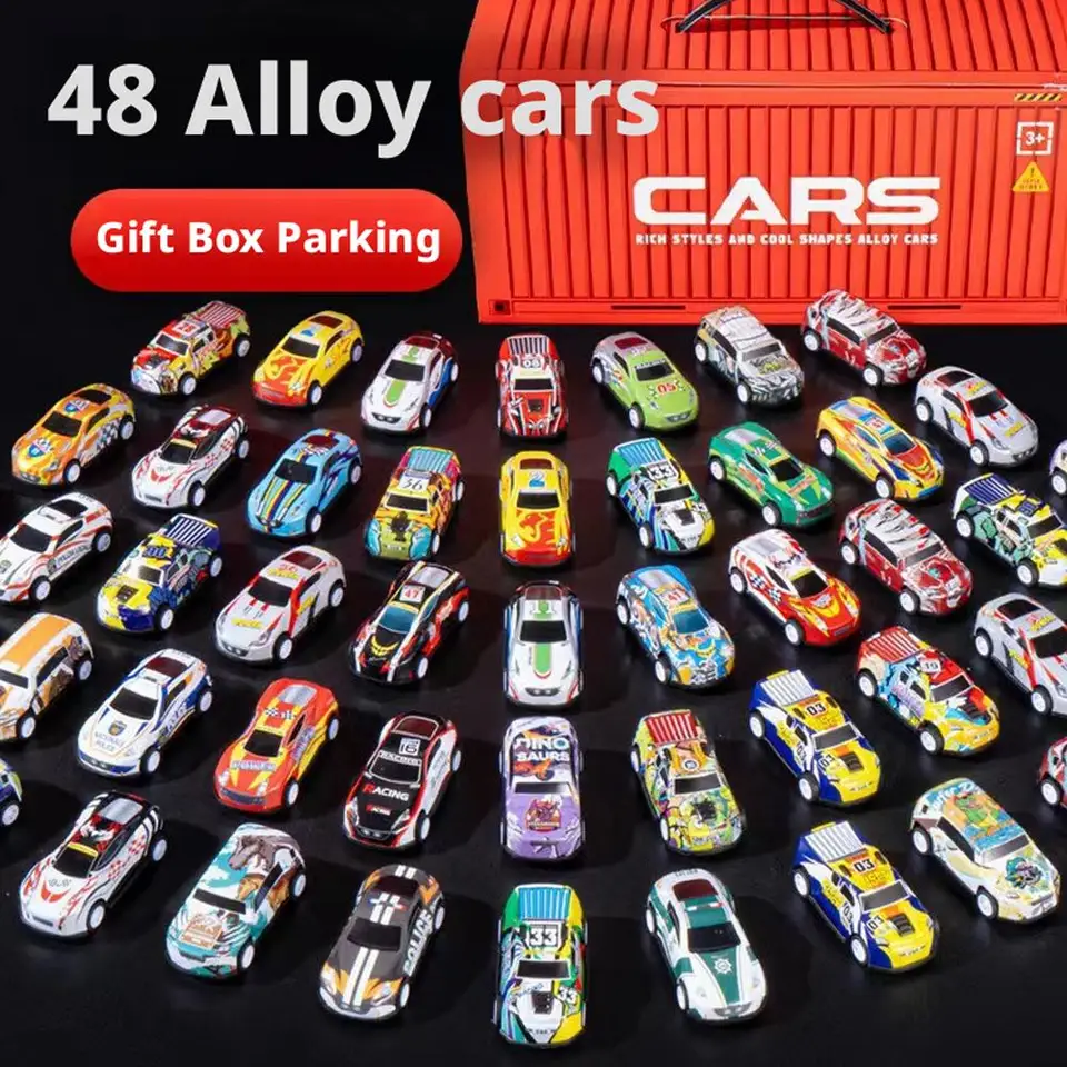 Gift Box 48PCS Alloy Car Set for Kids Classic & Racing Model Toy Cars Mini Vehicle Collection Perfect Gift for Children